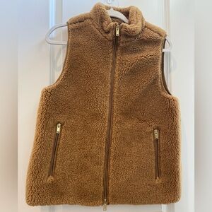 J. CREW Women's Light Brown Teddy Excursion Plush Faux Fur Zip Vest Size Small